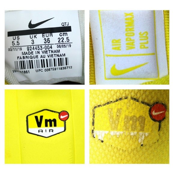 NIke Vapormax Air Plus Yellow Gold Womens 5.5 Sneakers Lace Up Athletic Shoes - Picture 10 of 10